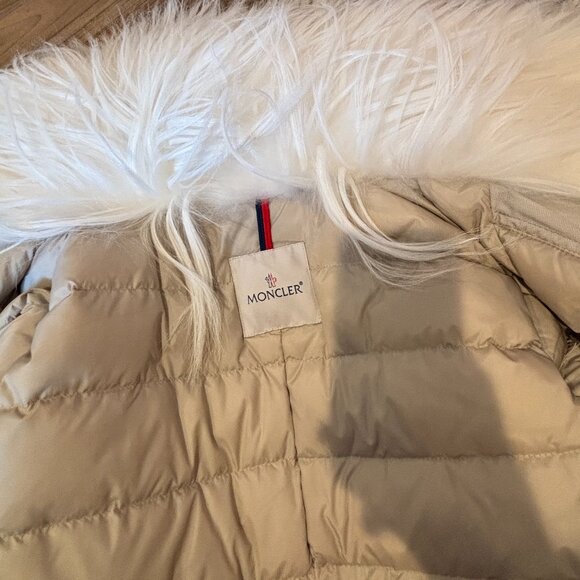 MONCLER Choisia Goat Fur Collar Down Asymmetric Jacket - Picture 1 of 4